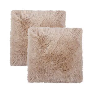 Natural Home Decor New Zealand Sheepskin Chair Pad | 2-Piece | Taupe | 17"x17"